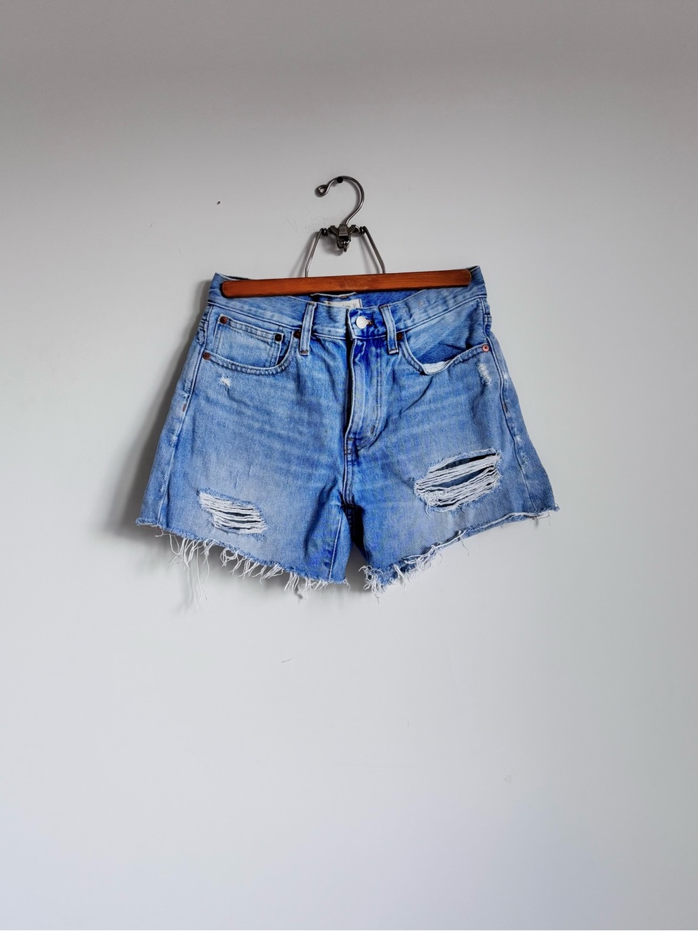 Madewell Light Blue Ripped Denim Shorts